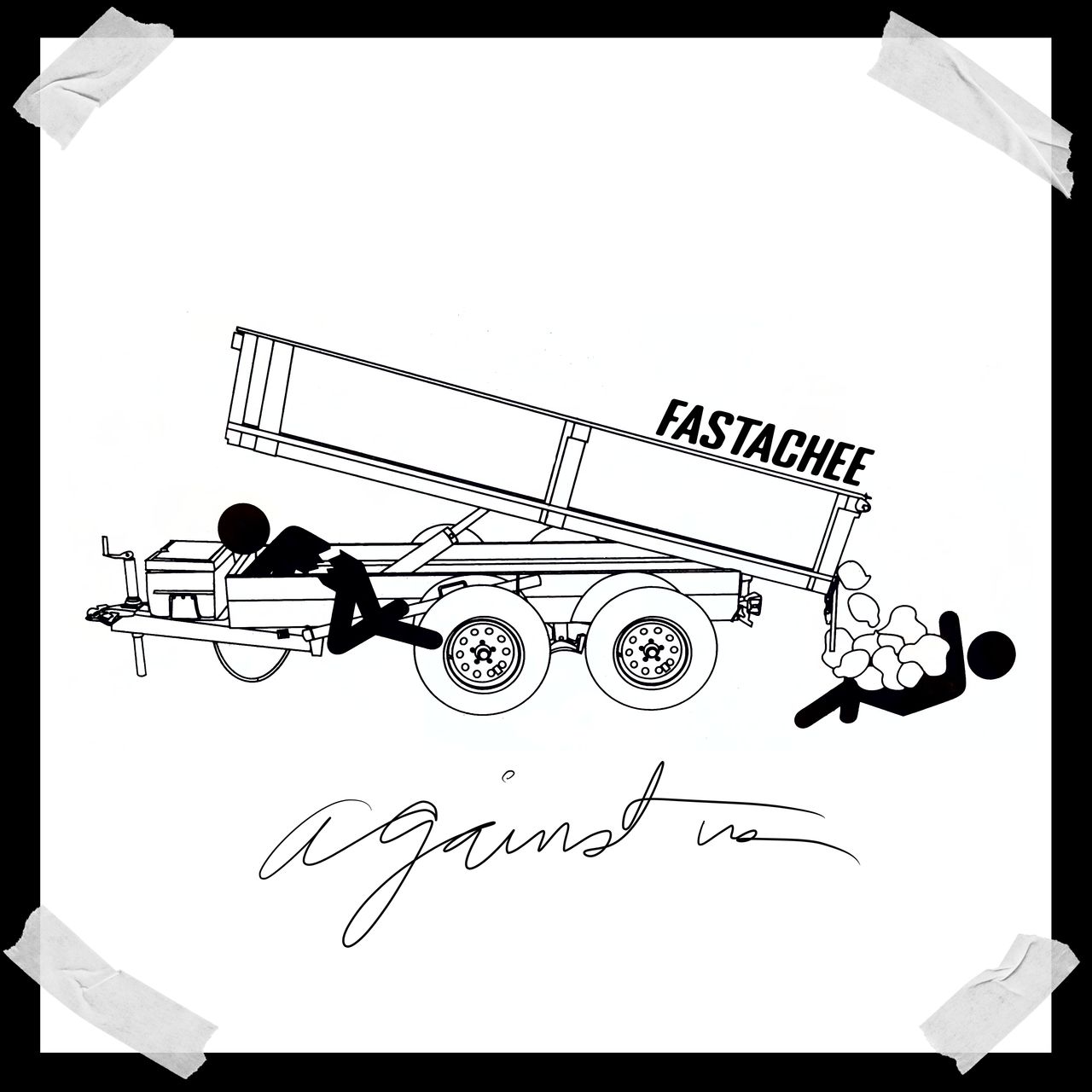 stick figures tragically meeting their end at the hands of construction equipment